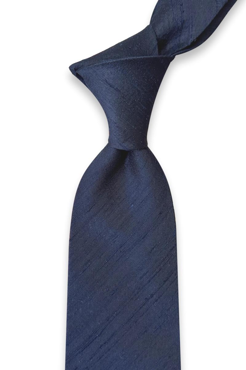 Midnight blue ručno izrađena kravata od shantung svile 150x8 cm