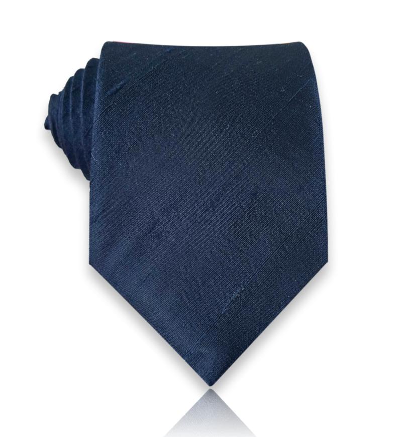 Midnight blue ručno izrađena kravata od shantung svile 150x8 cm