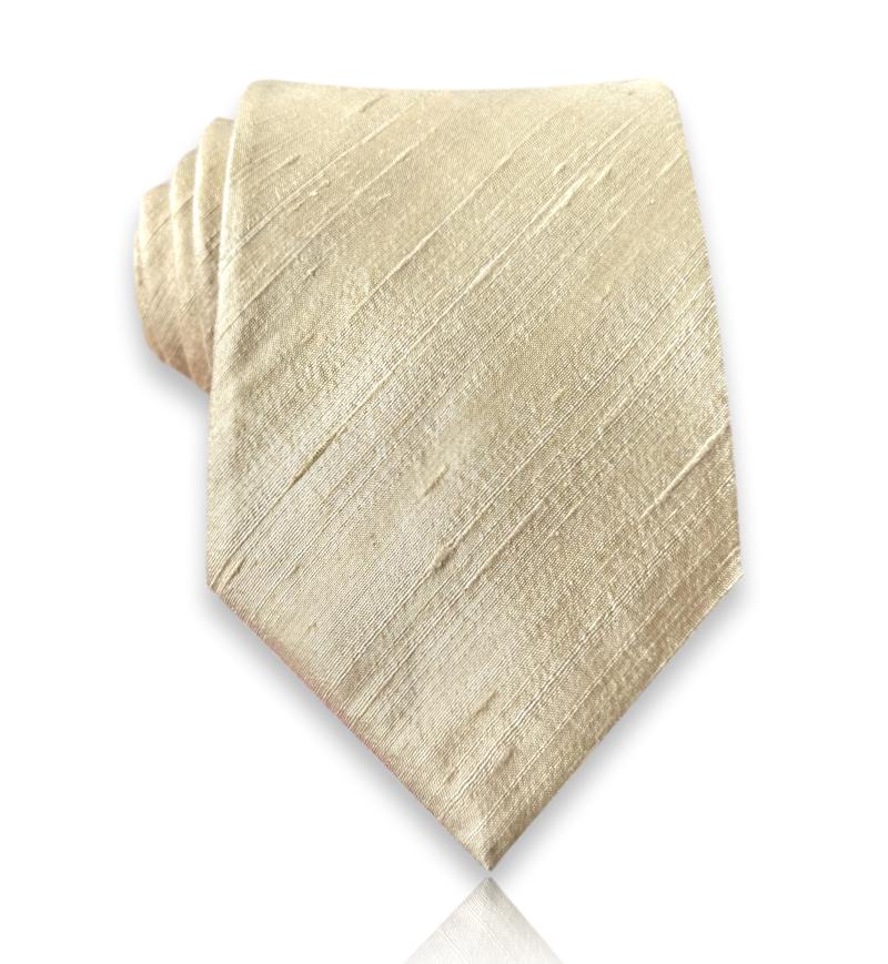 Bež ručno izrađena kravata od shantung svile 150x8 cm