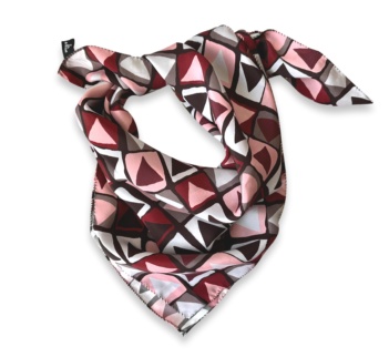 Ženska marama 70x70 cm od cupra viskoze s geometrijskim uzorkom u bordo i ružičastim tonovima
