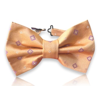 Premium ručno izrađena svilena leptir mašna u narančastoj boji s jacquard geometrijskim motivima