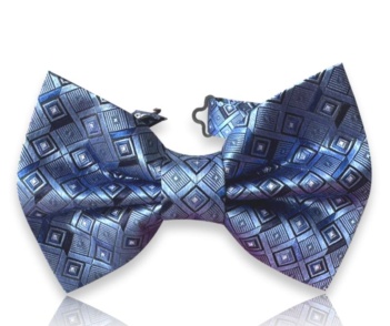 Premium ručno izrađena svilena leptir mašna Heritage Collection s plavim geometrijskim uzorkom