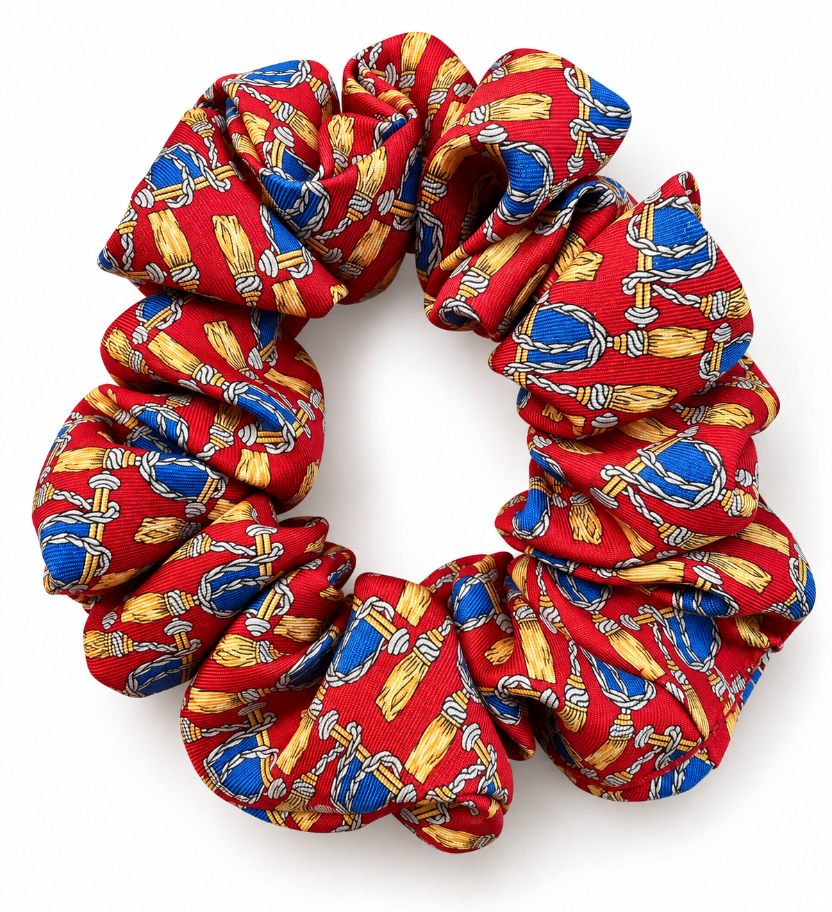 Rosso Tassel crvena svilena gumica za kosu s ornamentima